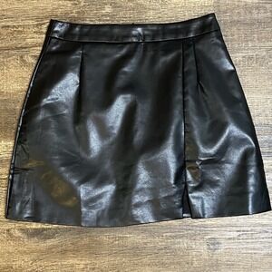 Pink Lily Black Faux Leather Mini Skirt Size 5 Y2K Edgy‎ Clubcore Zip Back Alt